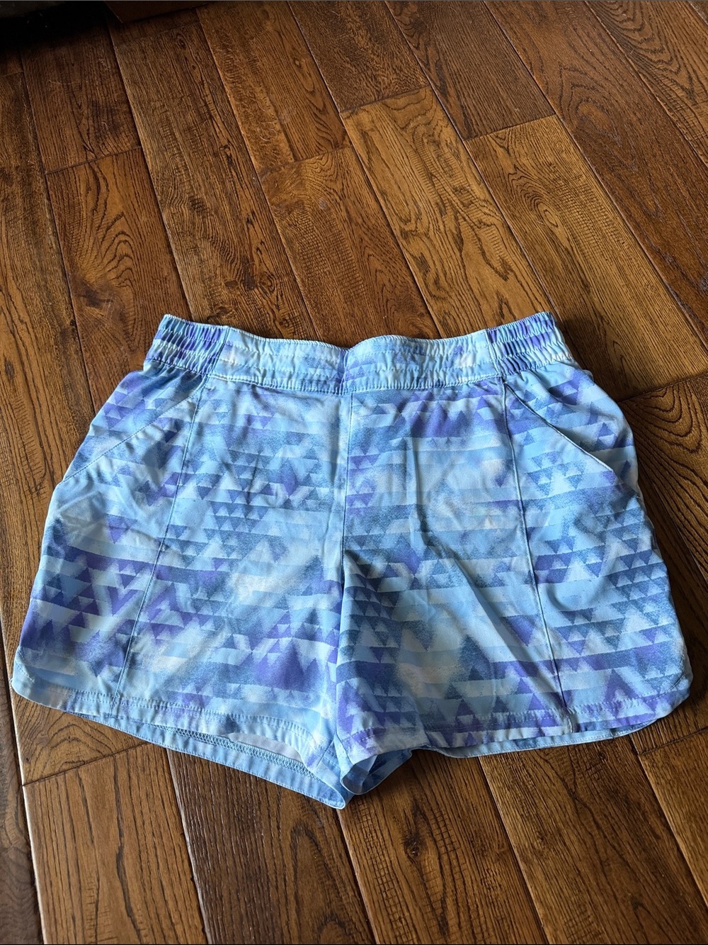 COLUMBIA Light Blue Geometric Running Shorts Size XL